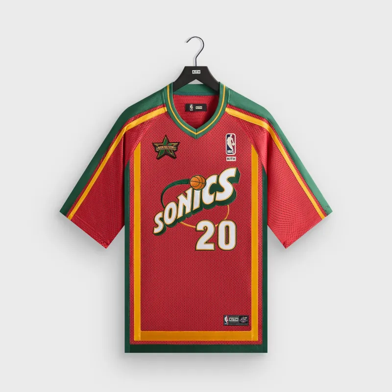 Kith for NBA All-Star Seattle SuperSonics Leon Shirt - Crimson sold by Kith