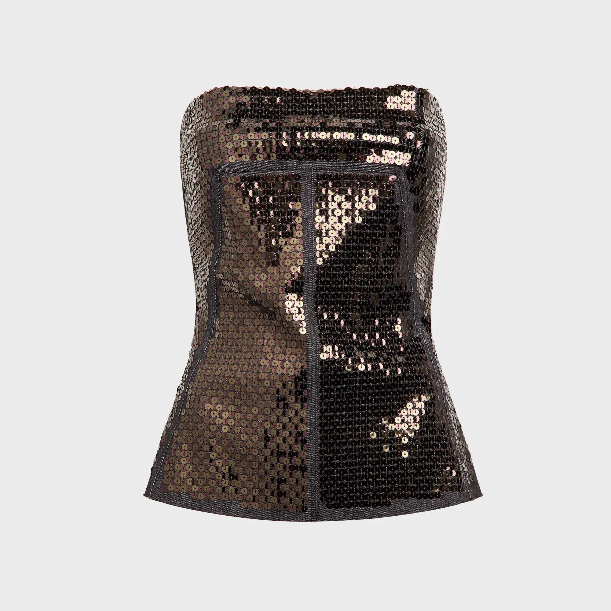 Rick Owens Ricamato Denim Bustier Top - Black sold by Kith