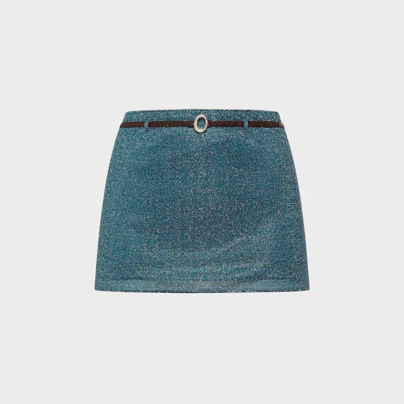 Oseree Lumière Micro Belt Skirt - Peacock sold by Kith