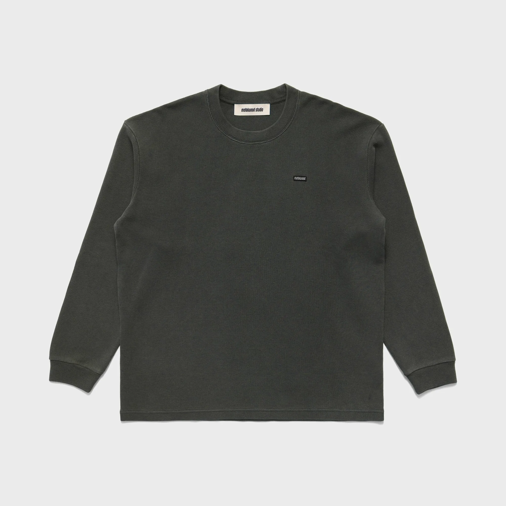 Metalwood Mini Metal Logo Long Sleeve Thermal Shirt - Tar sold by Kith