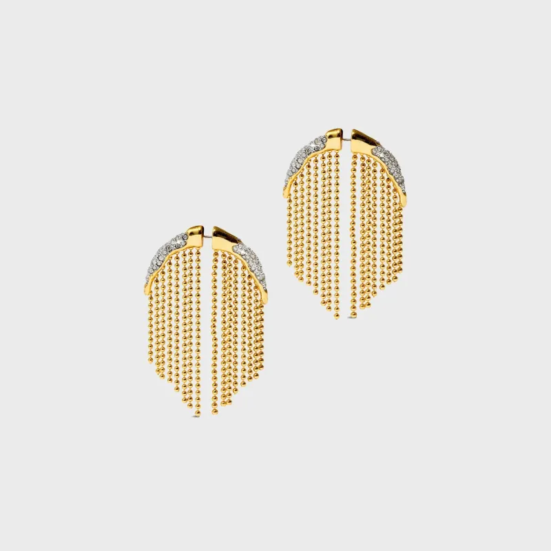 Alexis Bittar Solanales Crystal Fringed Front Back Earrings - Gold sold by Kith