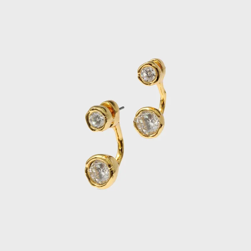 Alexis Bittar Asterales Gold Molten Front Back CZ Earrings - Gold sold by Kith