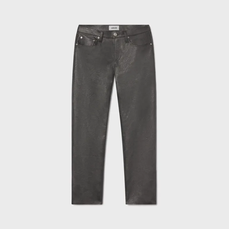 Agolde Low Rise Slim Leather Jeans - Gunmetal sold by Kith