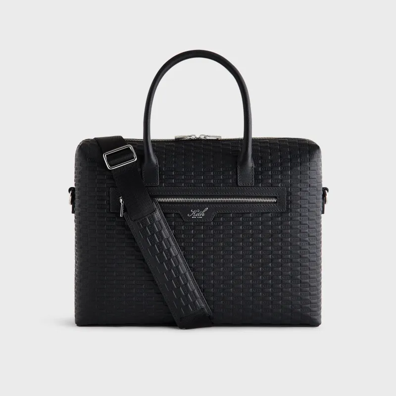 Kith Monogram Leather Messenger Briefcase - Black sold by Kith