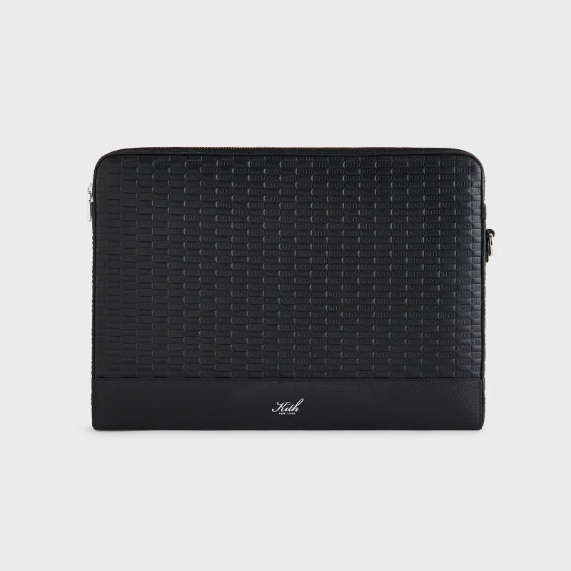 Kith Monogram Leather 15" Laptop Case - Black sold by Kith