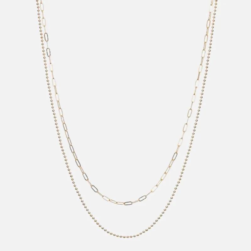 Luv AJ The Beaded Double Chain Charm Necklace - Gold sold by Kith