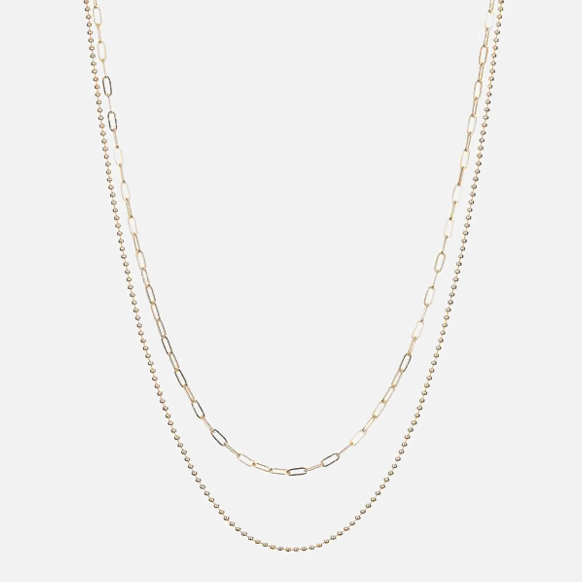 Luv AJ The Beaded Double Chain Charm Necklace - Gold sold by Kith