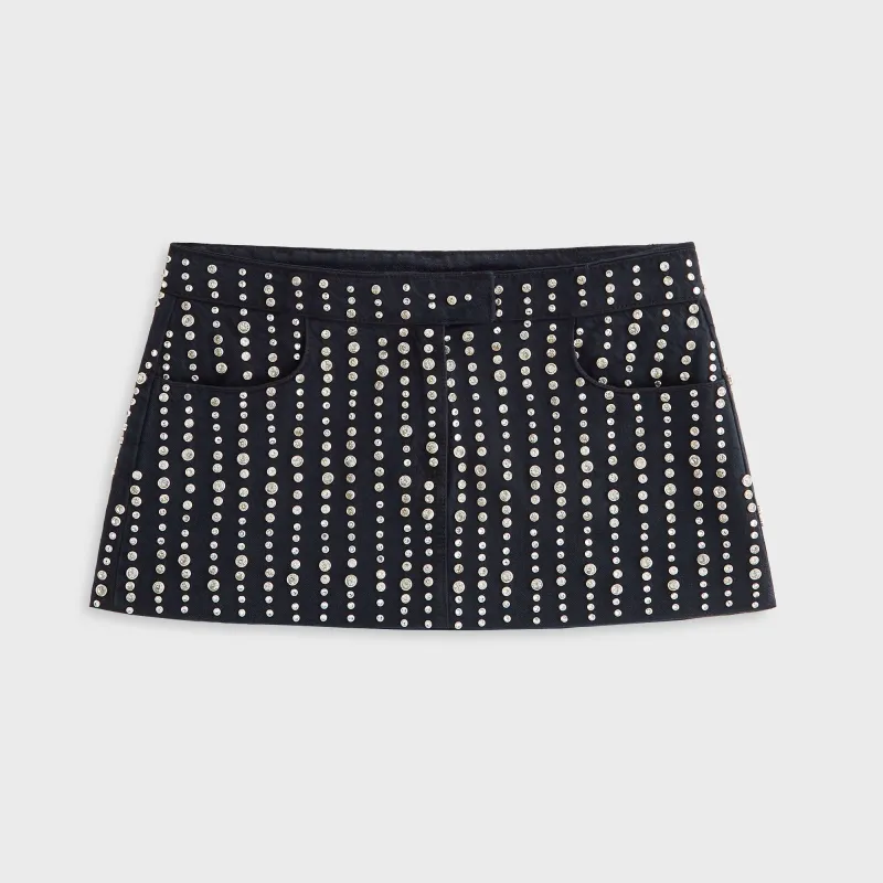 Lisa for Kith Women Nari Studded Denim Mini Skirt - Black sold by Kith
