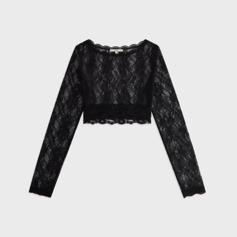 Lisa for Kith Women Piera Lace Long Sleeve Top - Black sold by Kith