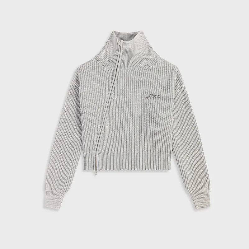 Kith Women Wyler III Asymmetrical Zip Sweater - Mist made by Kith
