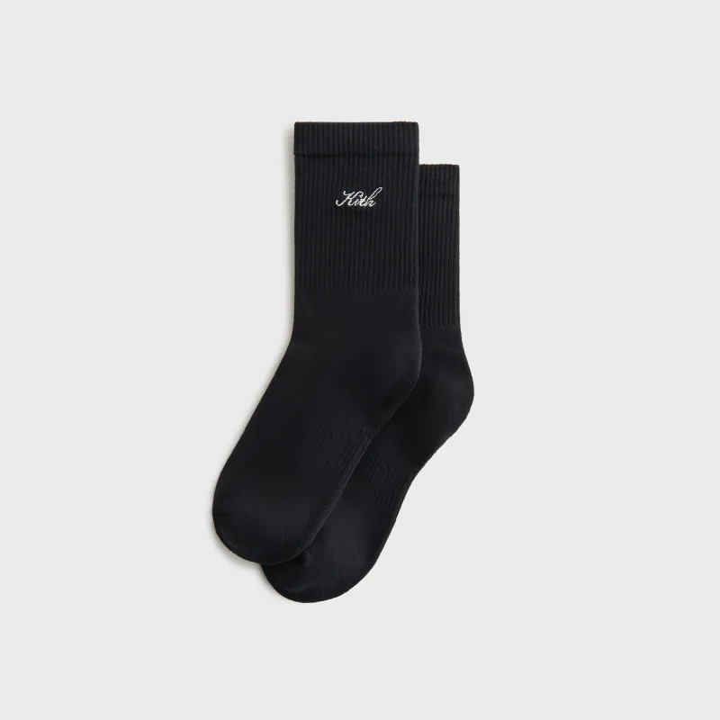 Kith Women Script Light Mid Calf Socks - Black sold by Kith