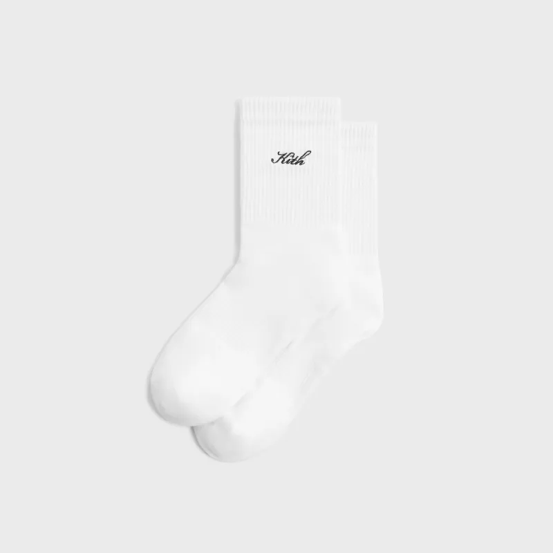 Kith Women Script Light Mid Calf Socks - White sold by Kith