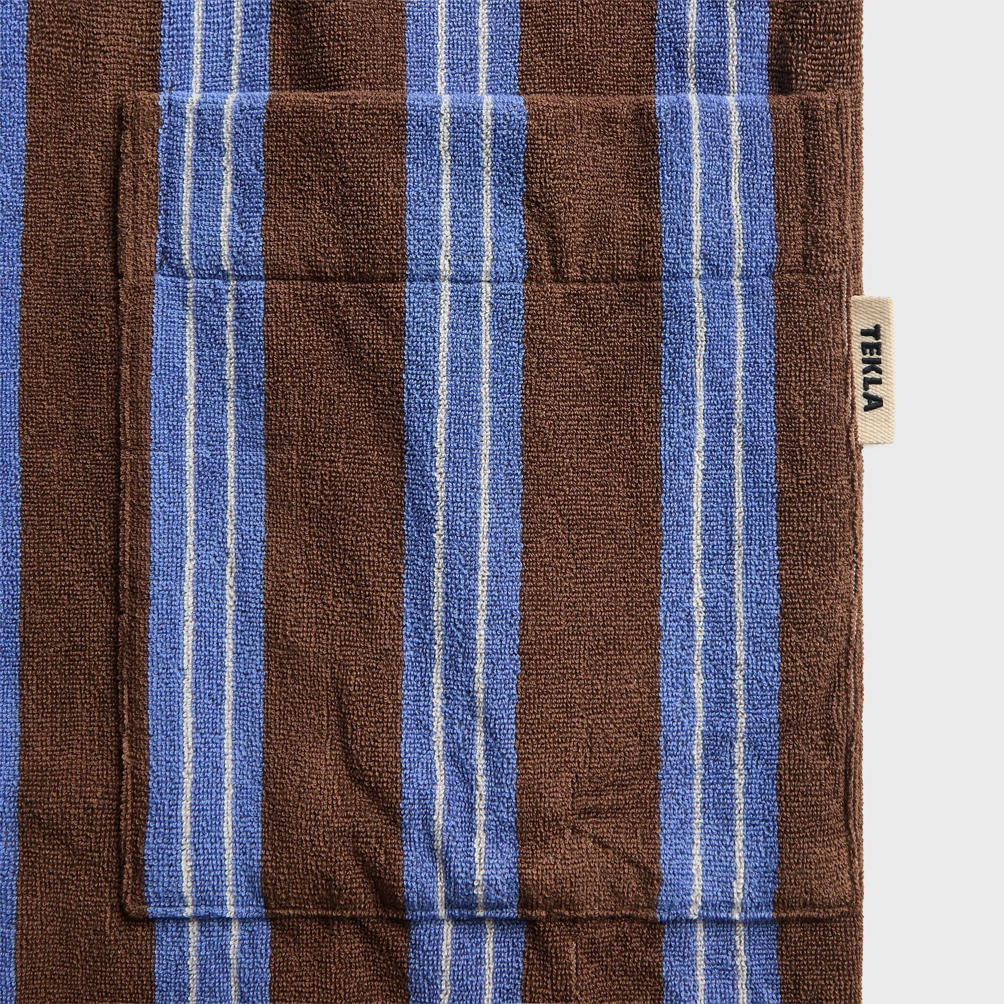 Tekla Striped Hooded Cotton Robe - Chestnut Stripes sold by Kith product image thumbnail 3
