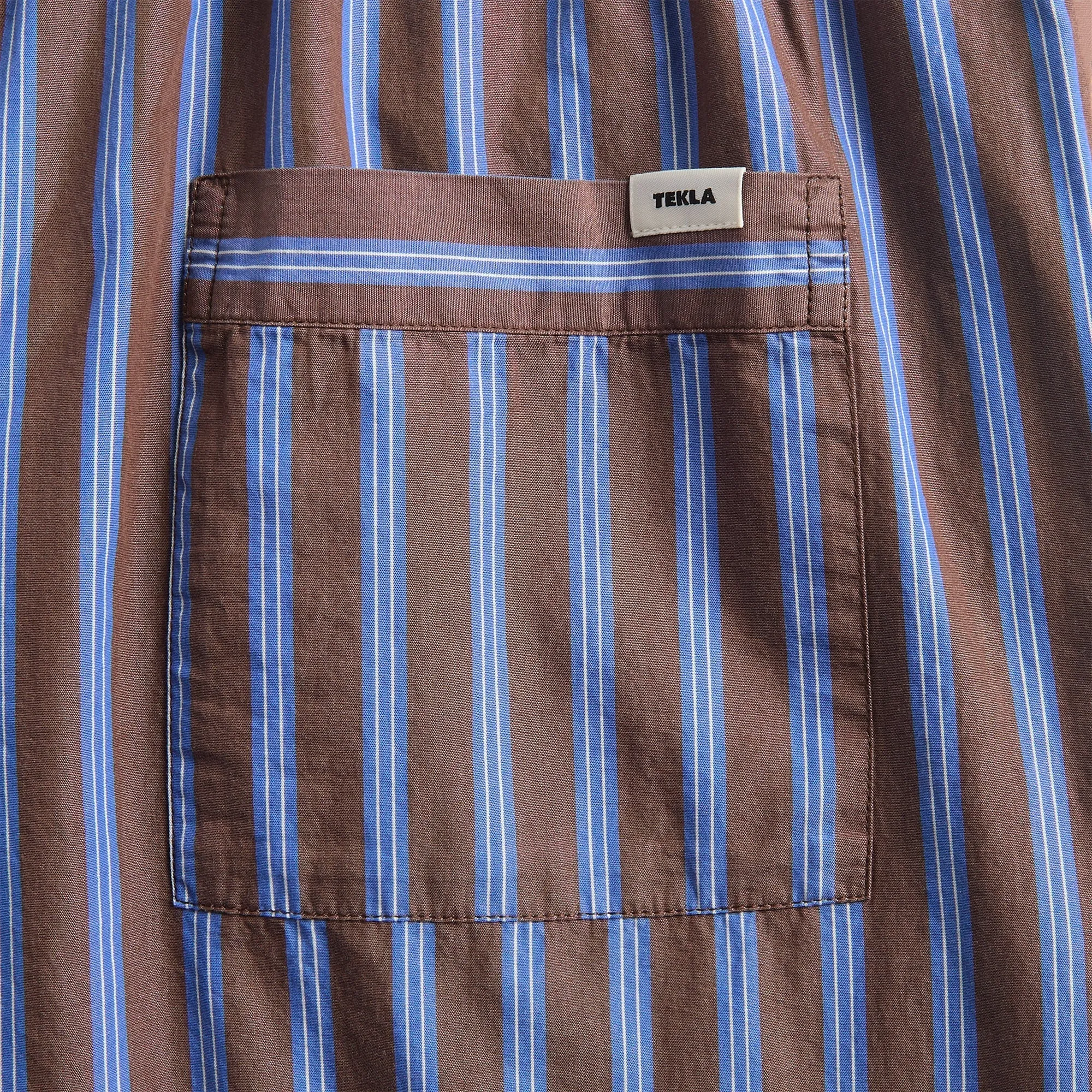 Tekla Chestnut Stripes Poplin Pyjama Pant - Brown / Light Blue sold by Kith product image thumbnail 3