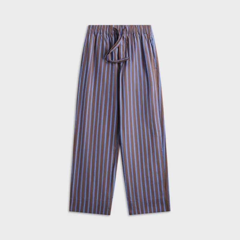 Tekla Chestnut Stripes Poplin Pyjama Pant - Brown / Light Blue sold by Kith