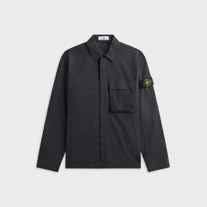 Stone Island Stretch Cotton Overshirt - Navy Blue sold by Kith