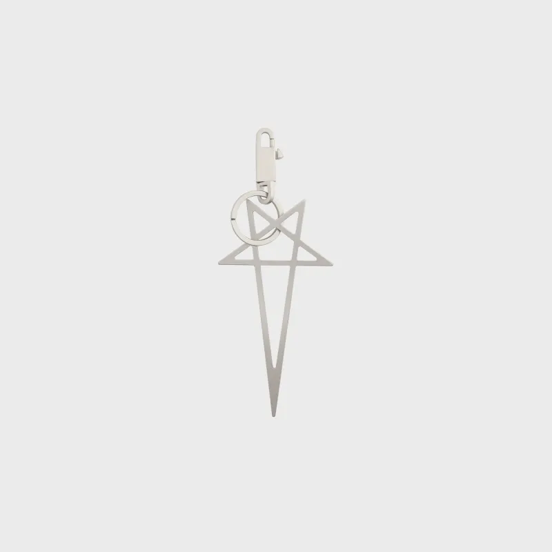 Rick Owens Big Pentagram Keychain - Palladium sold by Kith
