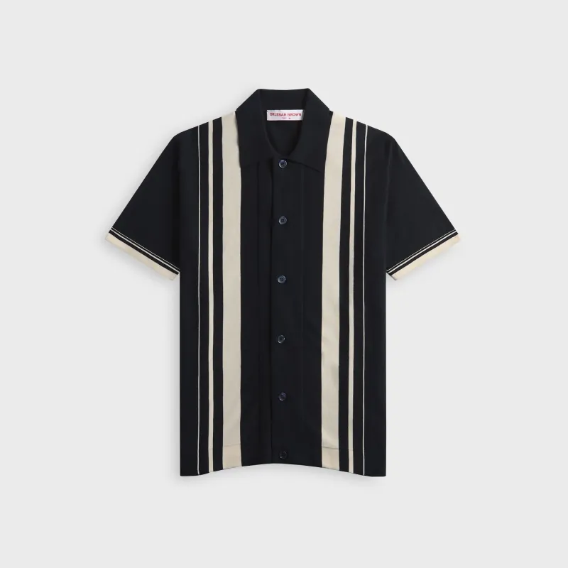 Orlebar Brown Tiernan Border Stripe Shirt - Night Iris / White Sand made by Orlebar Brown