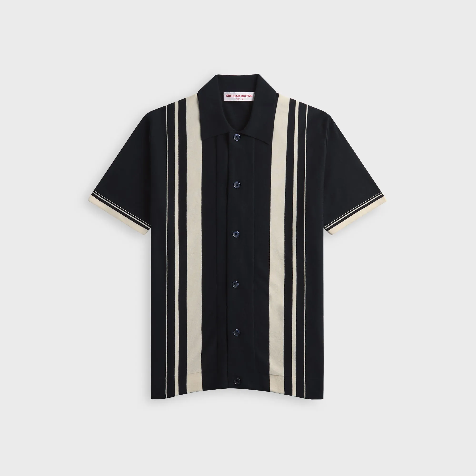 Orlebar Brown Tiernan Border Stripe Shirt - Night Iris / White Sand sold by Kith