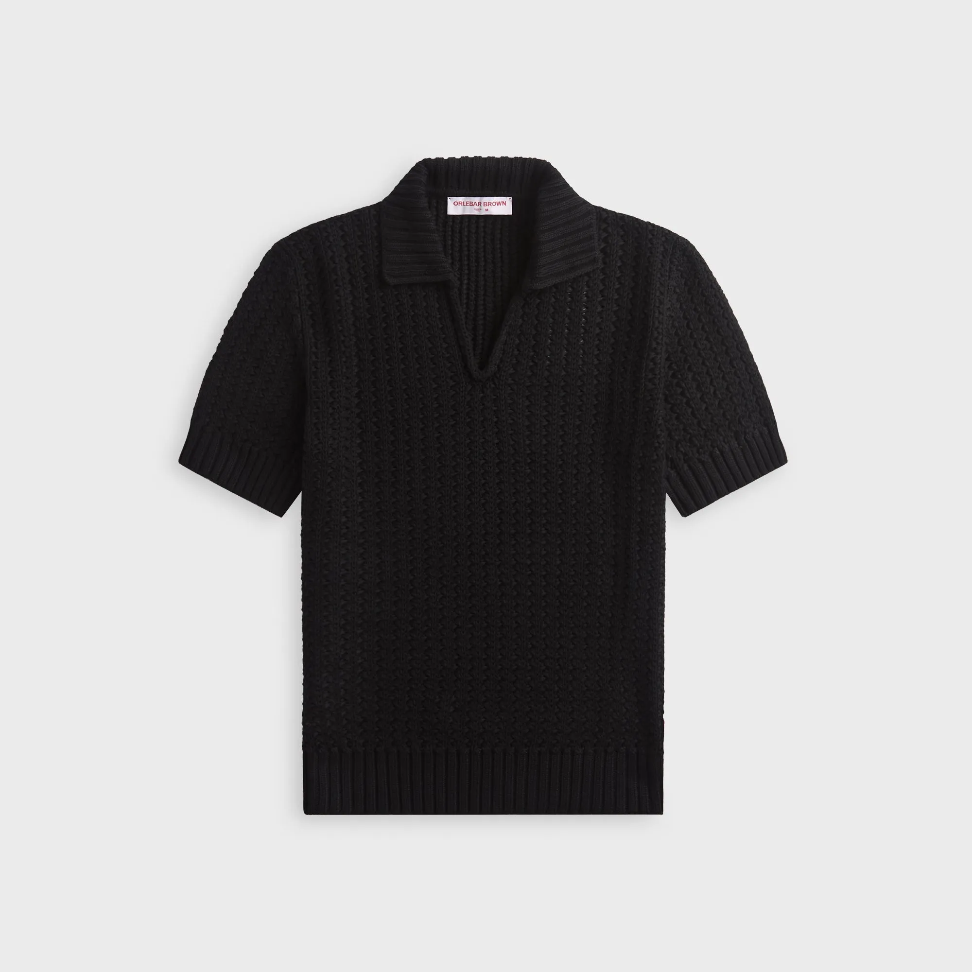 Orlebar Brown Swift Knitted Crochet Polo Shirt - Black sold by Kith