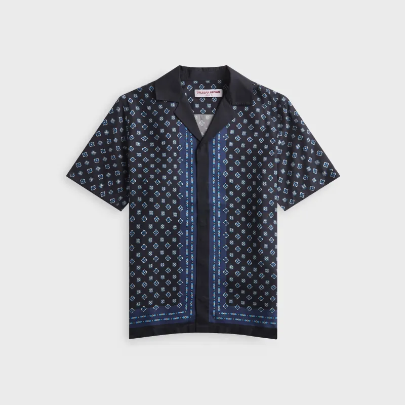 Orlebar Brown Maitan Luminis Border Shirt - Night Iris sold by Kith