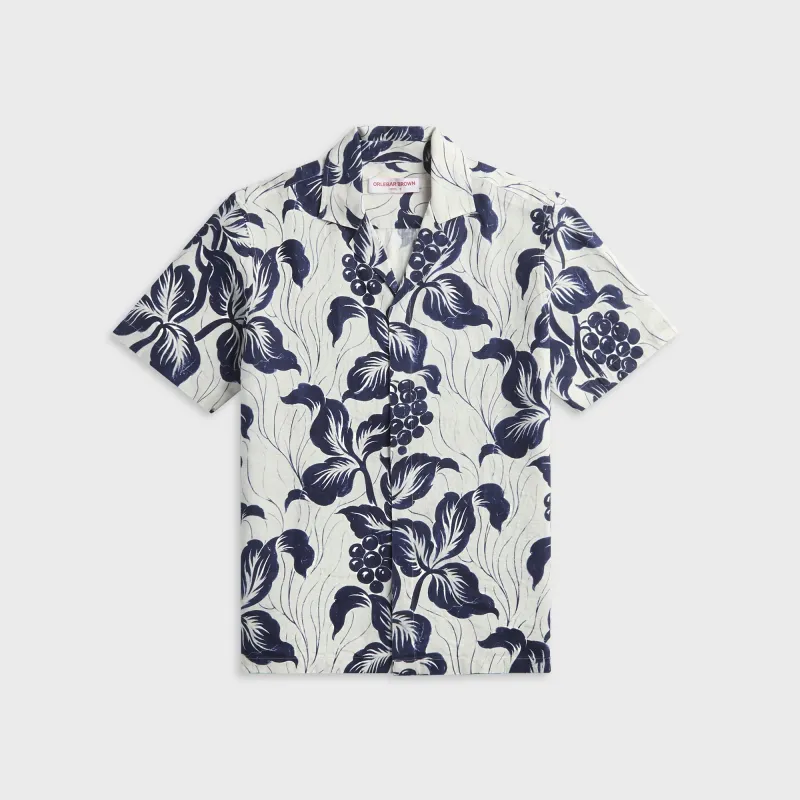 Orlebar Brown Maitan Linen Petralis Resort Shirt - Night Iris sold by Kith