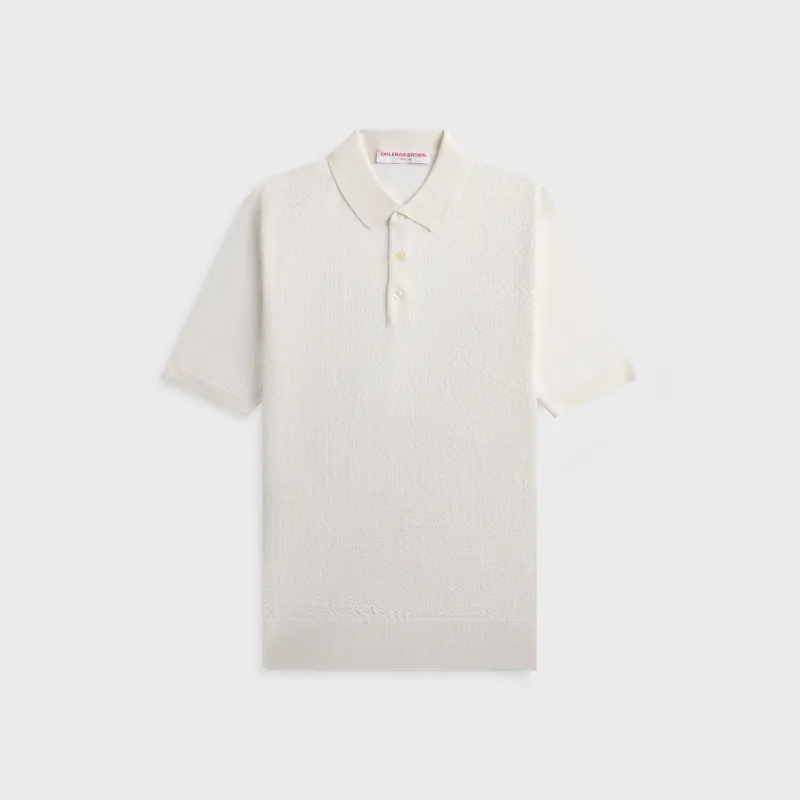 Orlebar Brown Burnham Silk Polo Shirt - White Sand sold by Kith