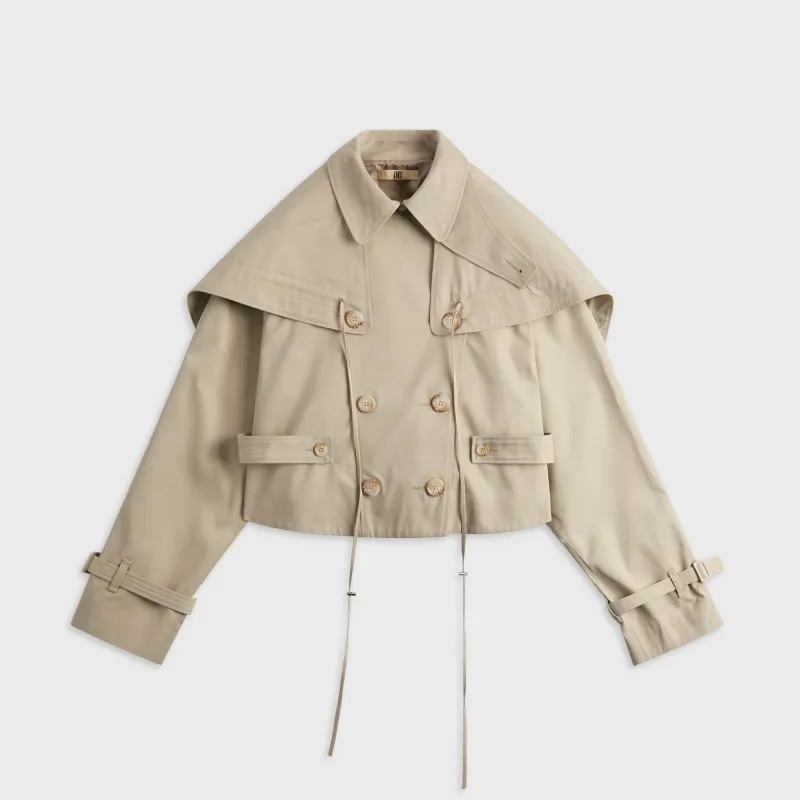 KNWLS Kayla Short Jacket with Hooded Cape - Stone sold by Kith