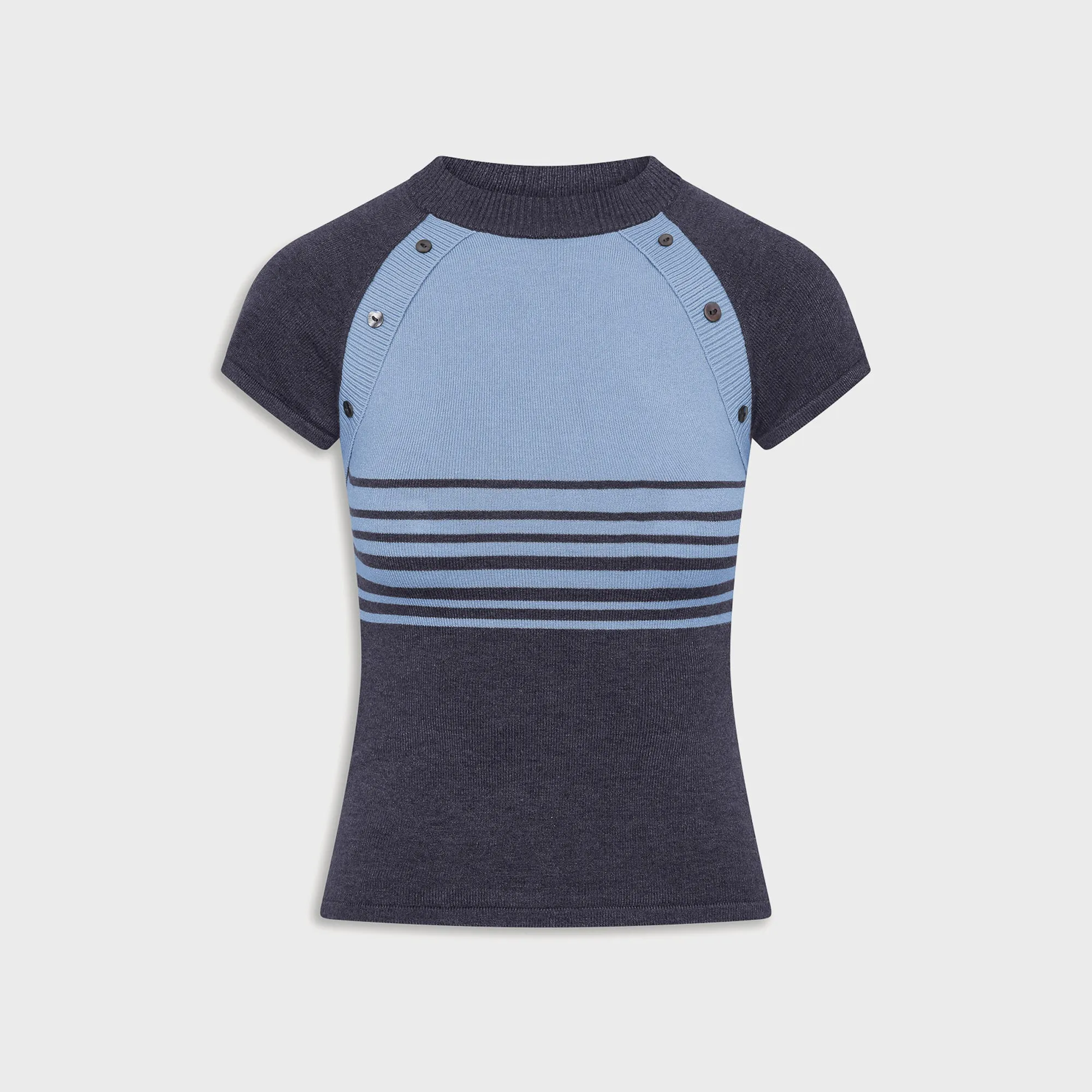 Frankies Bikinis Shore Cloud Knit Short Sleeve Shirt - Stone Stripe sold by Kith