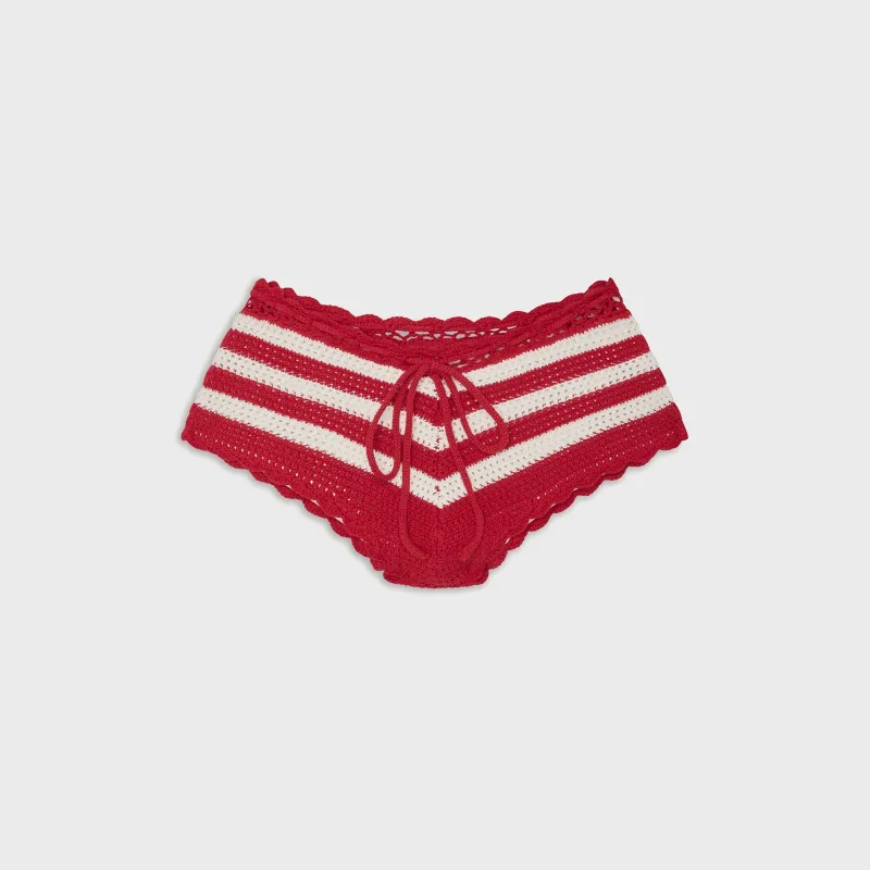 Frankies Bikinis Genevieve Crochet Short - Red Ribbon made by Frankie's Bikinis