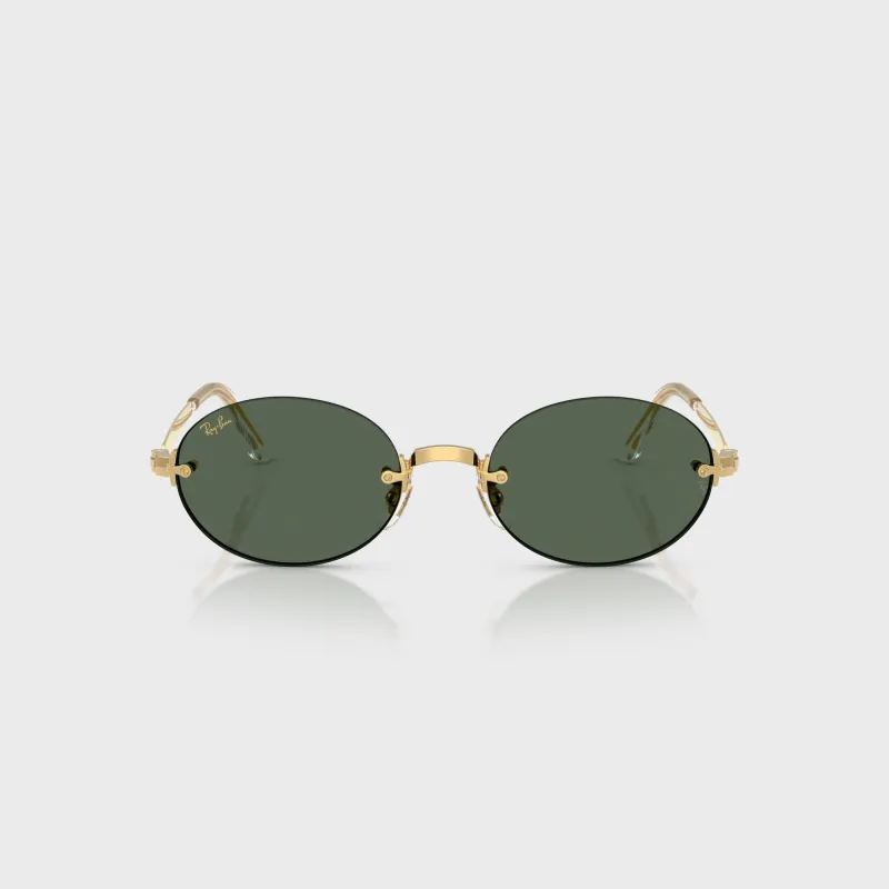 Ray Ban x A$AP ROCKY Rimless Sunglasses - Gold / Green sold by Kith