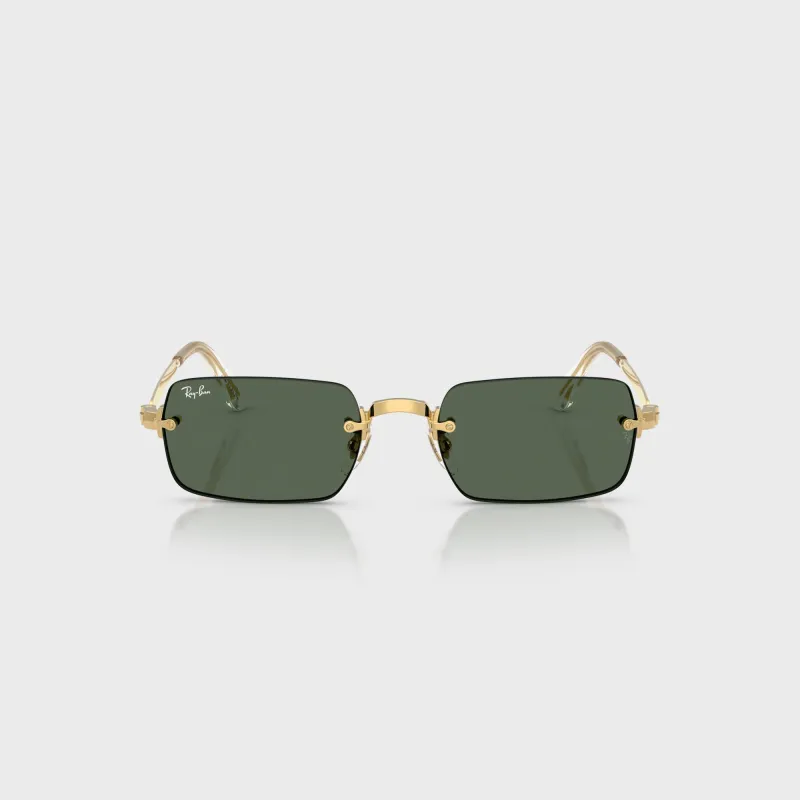 Ray Ban x A$AP ROCKY Rimless Sunglasses - Gold / Green sold by Kith