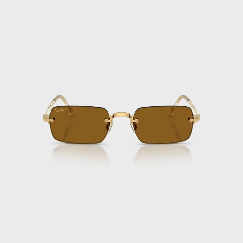 Ray Ban x A$AP ROCKY Rimless Sunglasses - Gold / Brown sold by Kith
