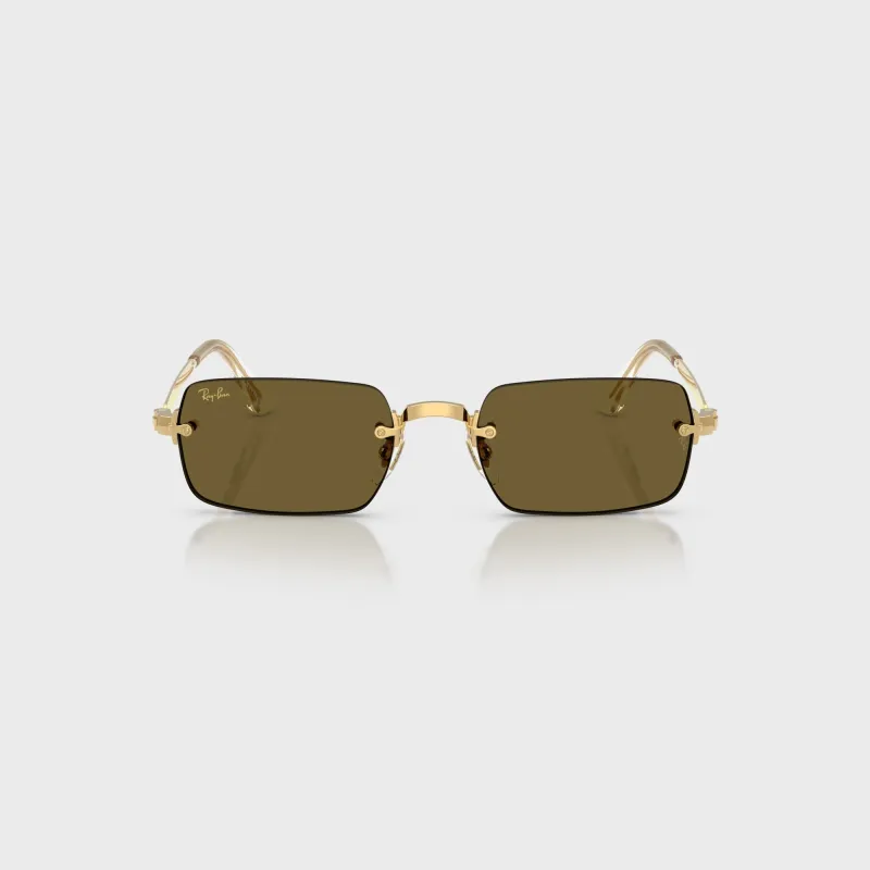 Ray Ban x A$AP ROCKY Rimless Sunglasses - Gold / Brown sold by Kith