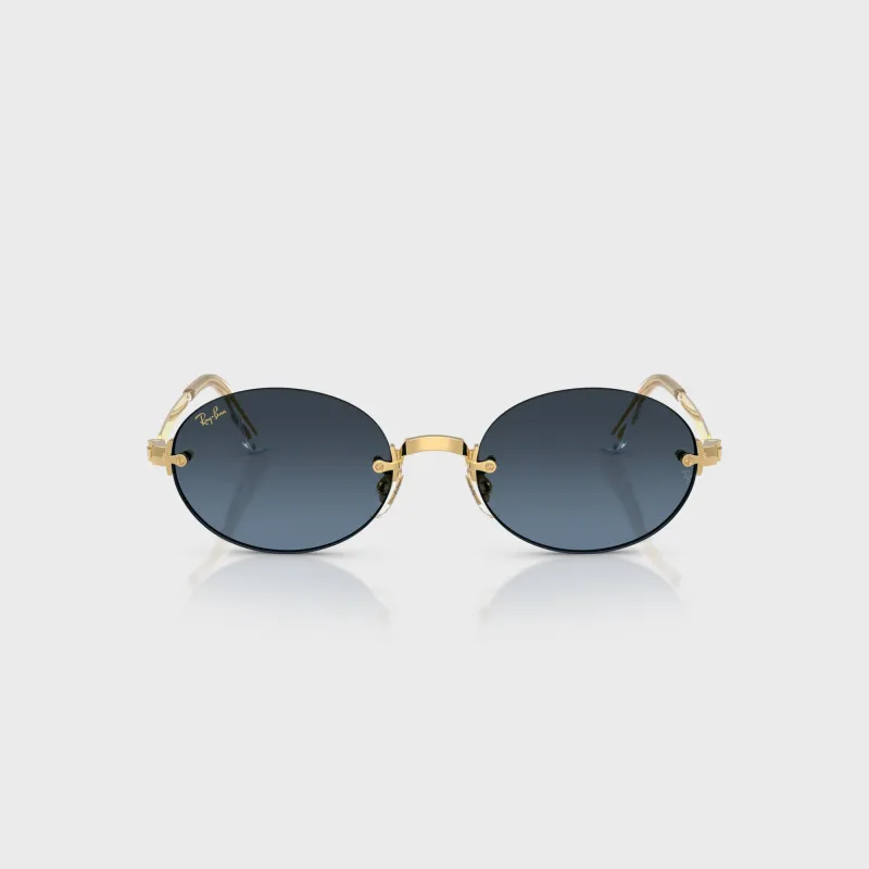 Ray Ban x A$AP ROCKY Rimless Sunglasses - Gold / Blue sold by Kith