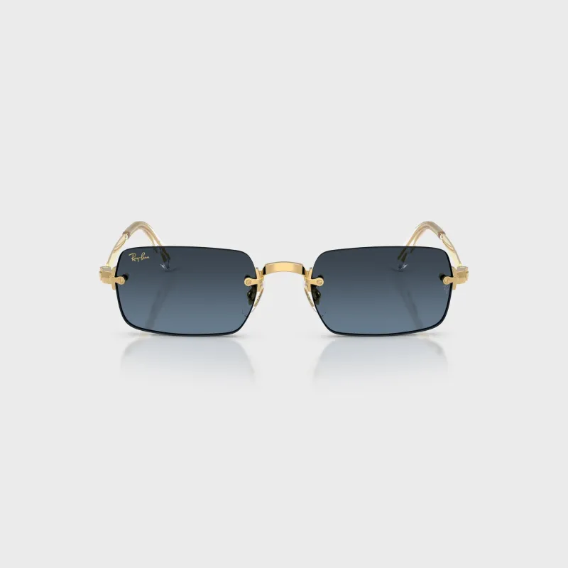 Ray Ban x A$AP ROCKY Rimless Sunglasses - Gold / Blue sold by Kith