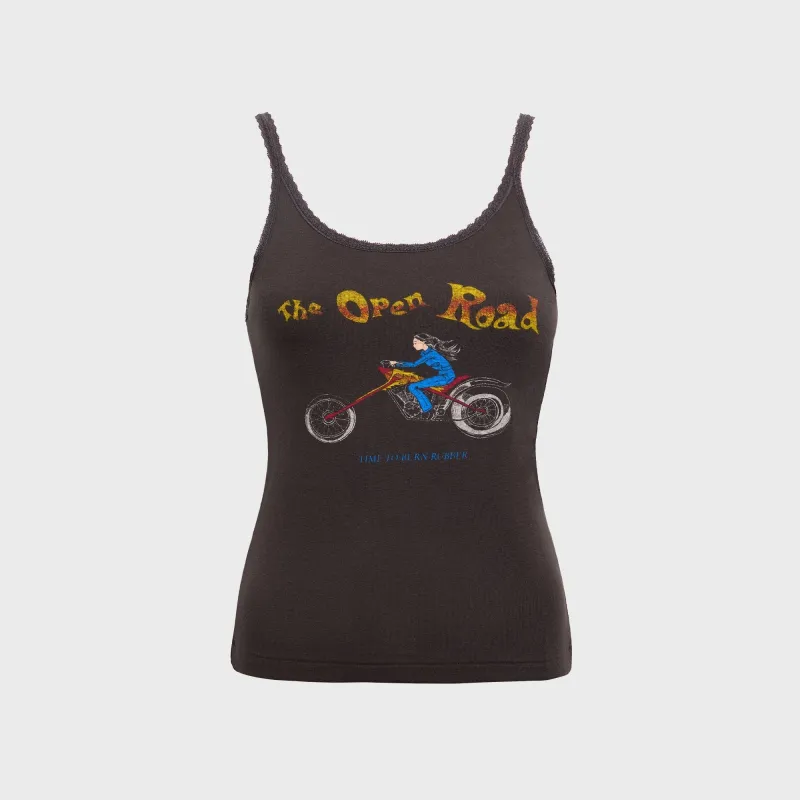 ReDone Lace Strap Tank Open Road - Washed Black sold by Kith