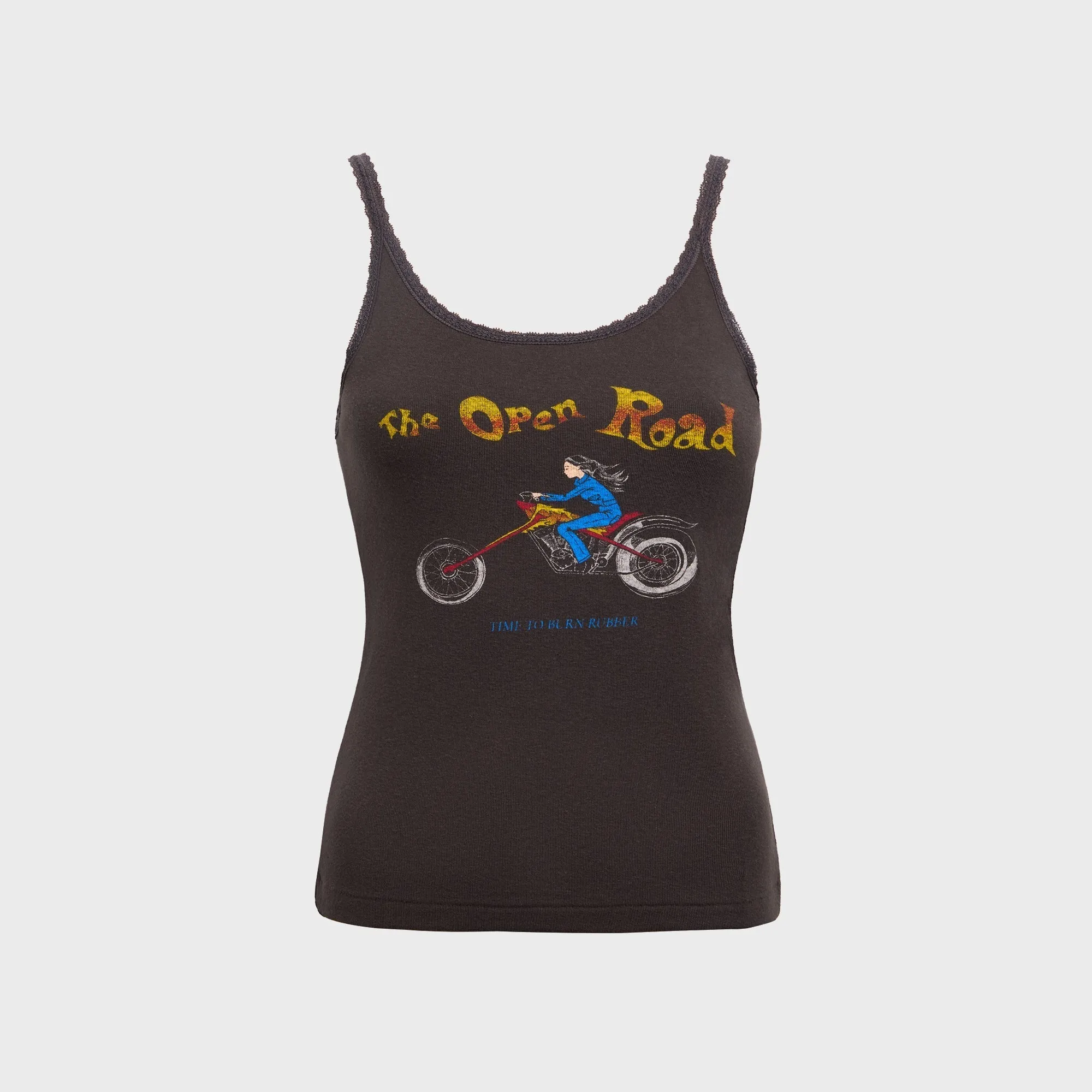 ReDone Lace Strap Tank Open Road - Washed Black sold by Kith