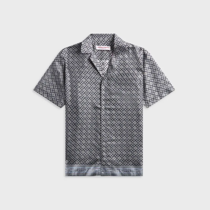 Orlebar Brown Maitan Silk Paisley Season Print Shirt - Night Iris sold by Kith