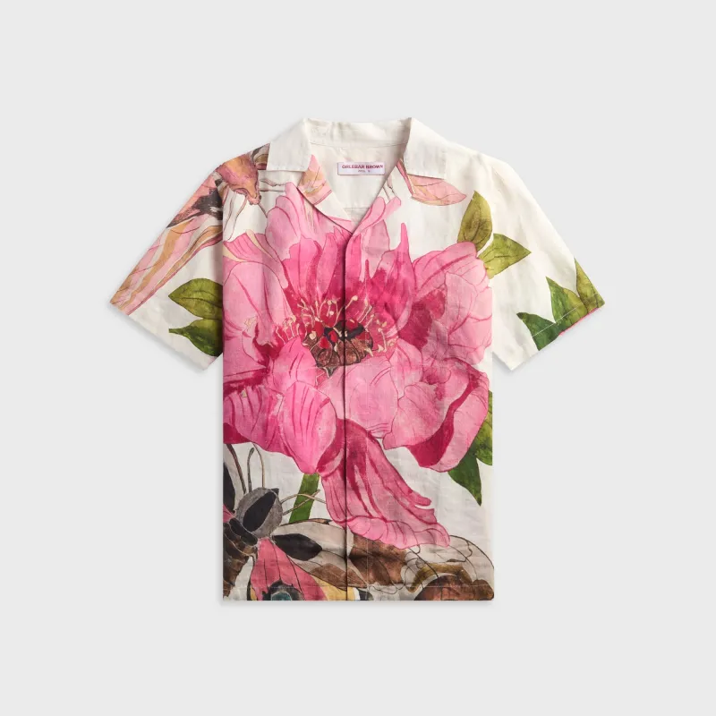 Orlebar Brown Maitan Paeonia Bowling Shirt - Pink Lemonade made by Orlebar Brown