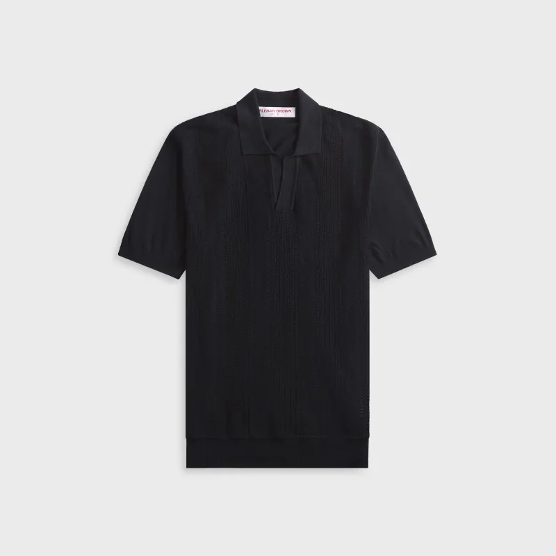 Orlebar Brown Horton Silk Fine Stripe Polo Shirt - Night Iris sold by Kith