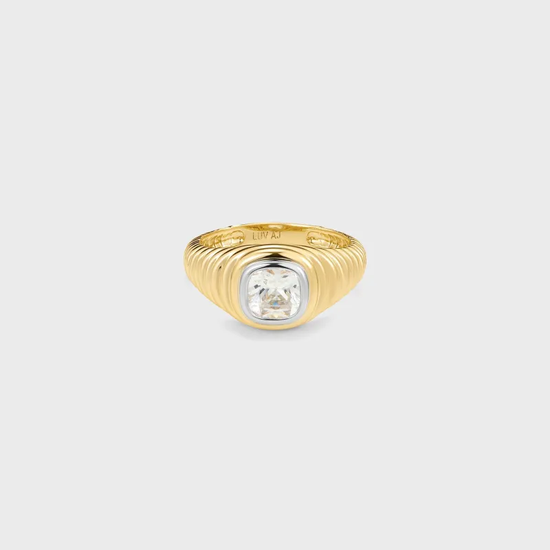 Luv AJ The Georgia Stone Signet Ring - Gold sold by Kith