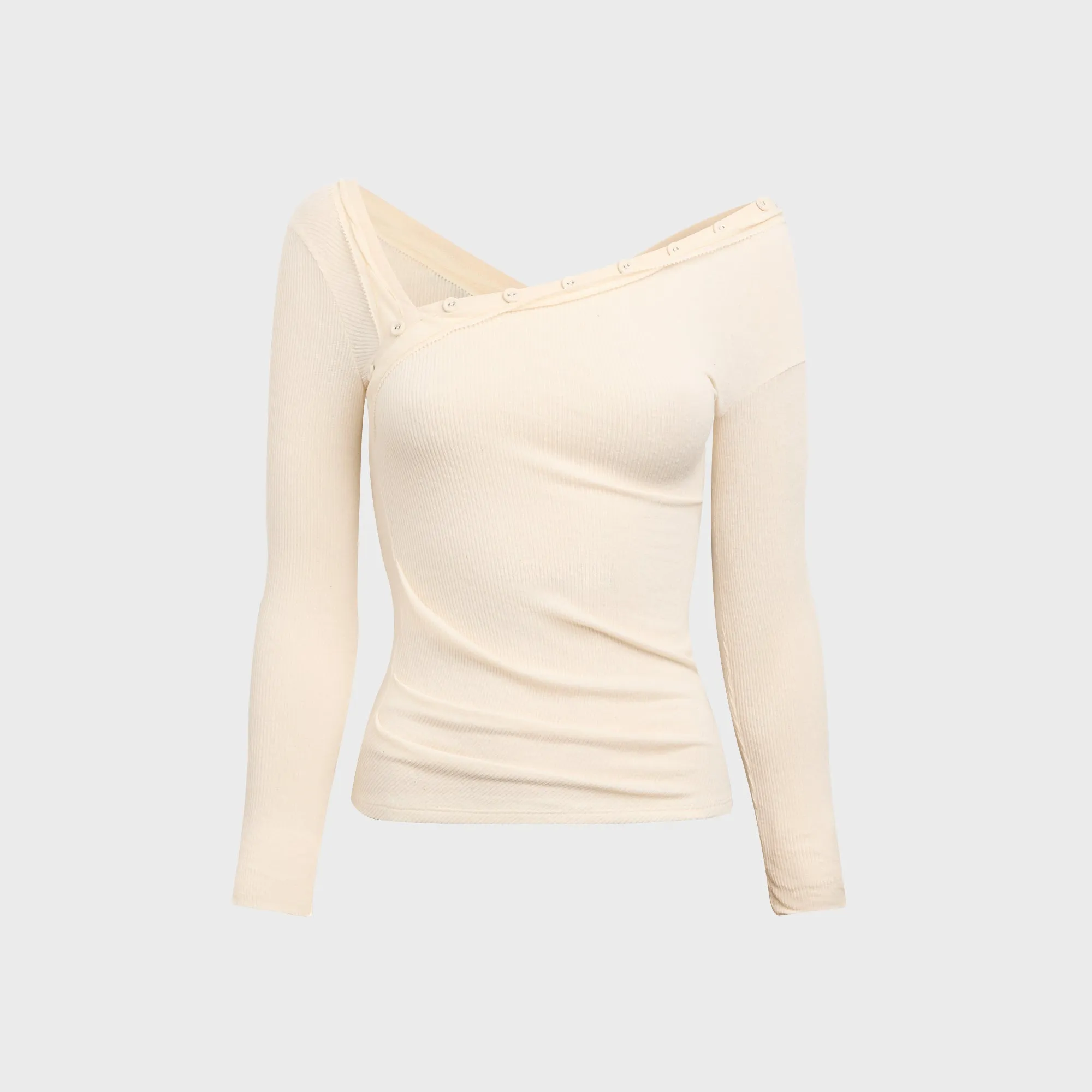 Hyein Seo Twisted Long Sleeve Shirt with Necklace - Ivory sold by Kith