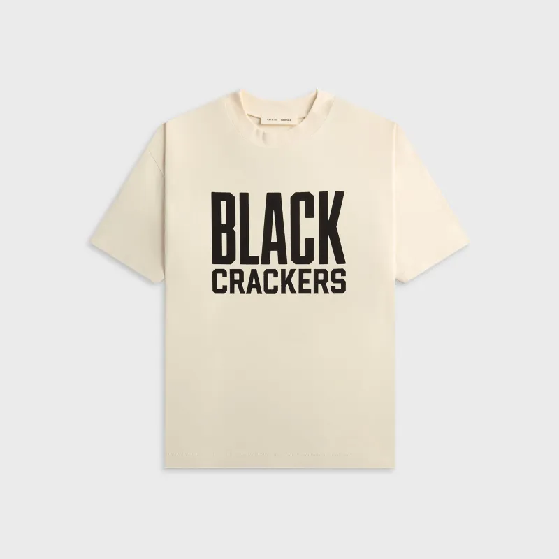 Essentials Black Crackers Classic Crewneck Tee - Cream White sold by Kith