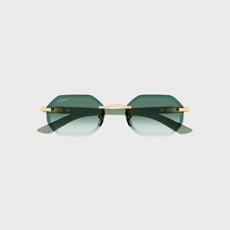 Cartier CT0439S Man Wood Sunglasses - Silver / Green made by Cartier