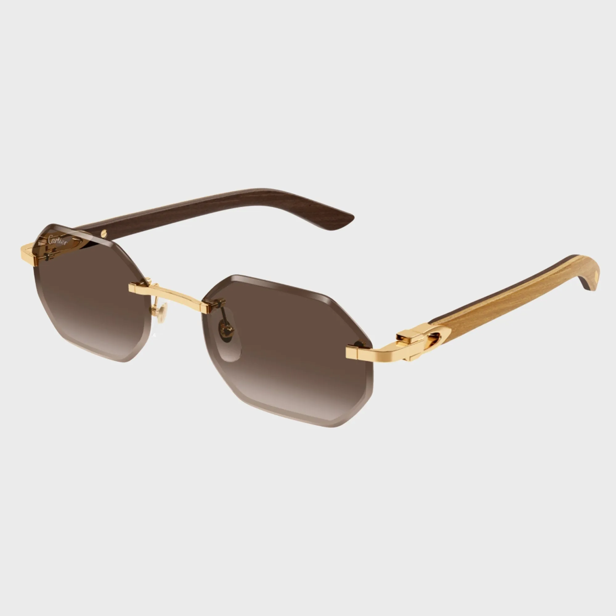 Cartier CT0439S Man Wood Sunglasses - Gold / Yellow / Brown sold by Kith product image thumbnail 2