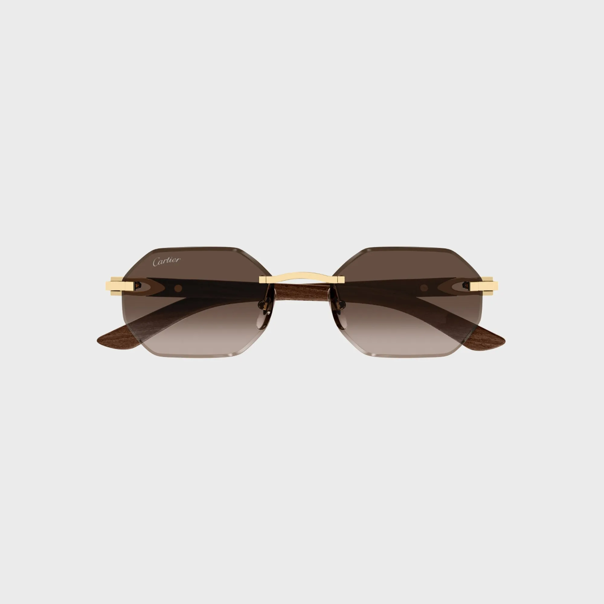 Cartier CT0439S Man Wood Sunglasses - Gold / Yellow / Brown sold by Kith