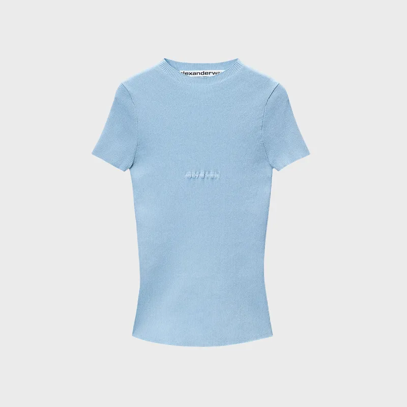 Alexander Wang Crewneck Top with Jacquard Logo - Blue sold by Kith