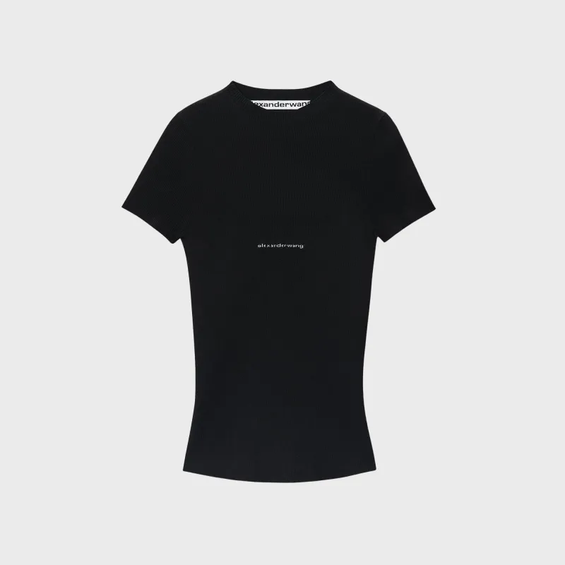 Alexander Wang Crewneck Top with Jacquard Logo - Black sold by Kith