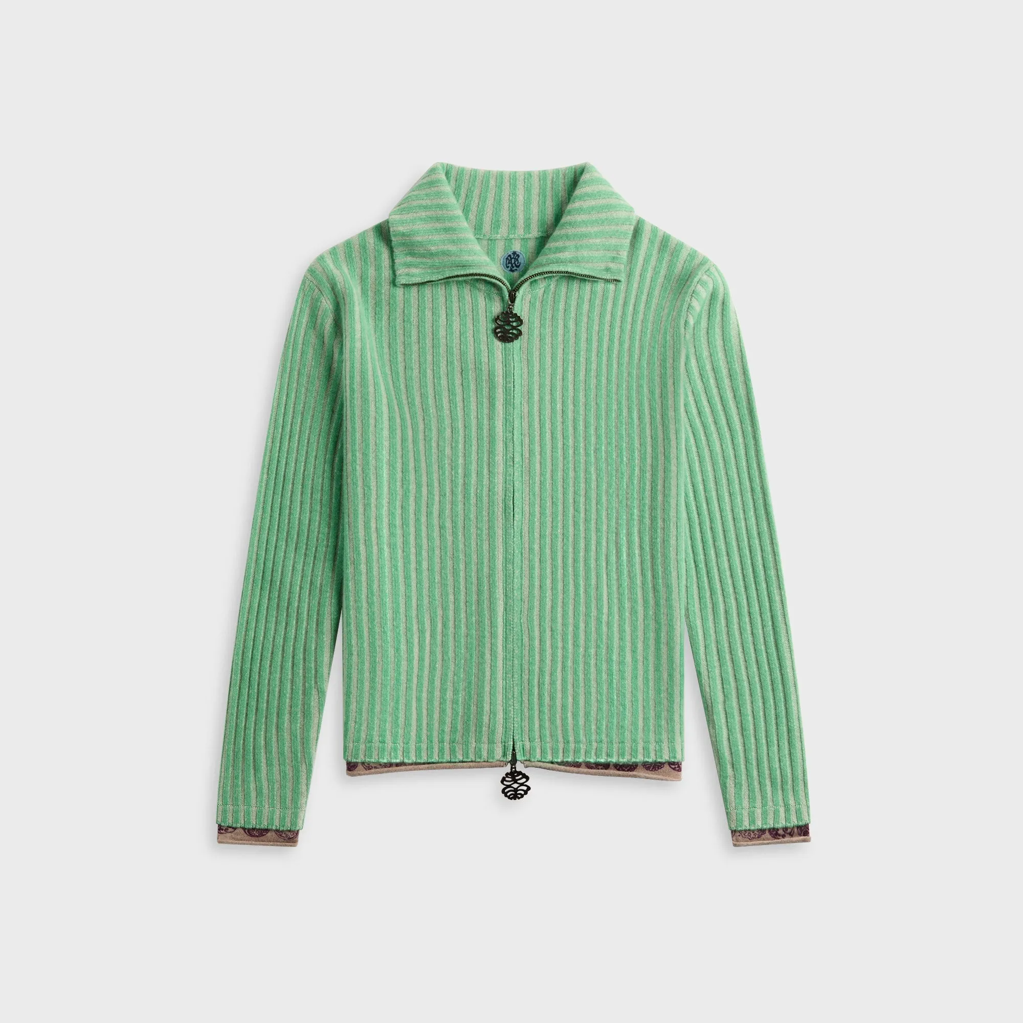 ADRIAN CASHMERE Sugar Snap Full Zip Sweater - Green sold by Kith